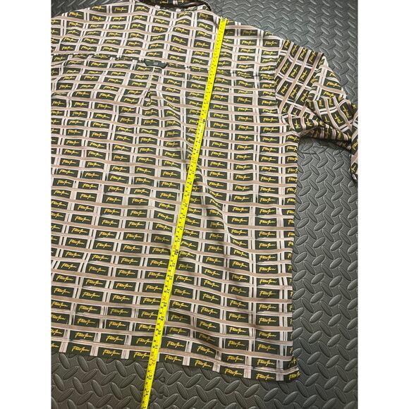 PHAT FARM Vintage Shirt 90s Navy Yellow Signature Logo L/S Button Mens XXXL 3XL - Picture 4 of 10